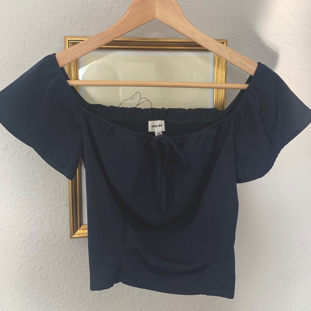 Revolve navy blue off the shoulder top